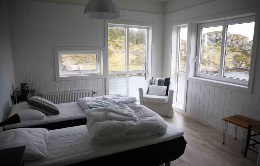 Habitación del Hotel Kultur -Hotell, en la isla de Rovaer Noruega
